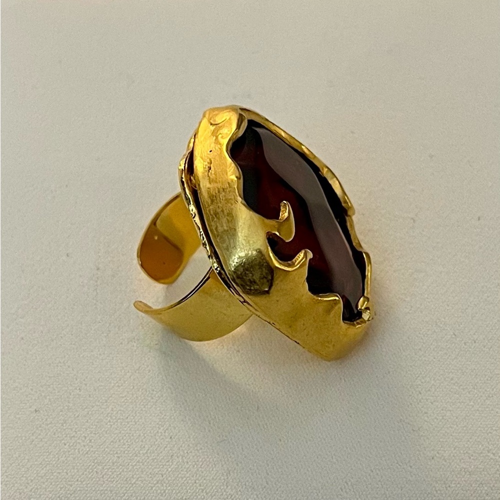 Amber Stone Statement Ring - image 8